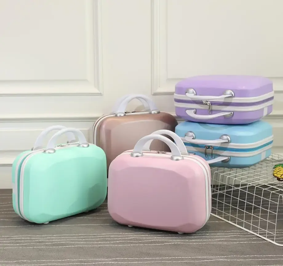 Suitcases 2023 NEW 13 Inch Mini Suitcase Diamond Cute Cosmetic Case Pink Small Zipper Tide Storage Box