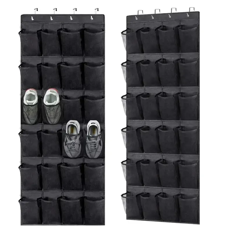 Bags 1pc Over The Door Shoe Organizer Hanging Closet Holder Hanger Storage Bag Rack With 24 Large Mesh Pockets