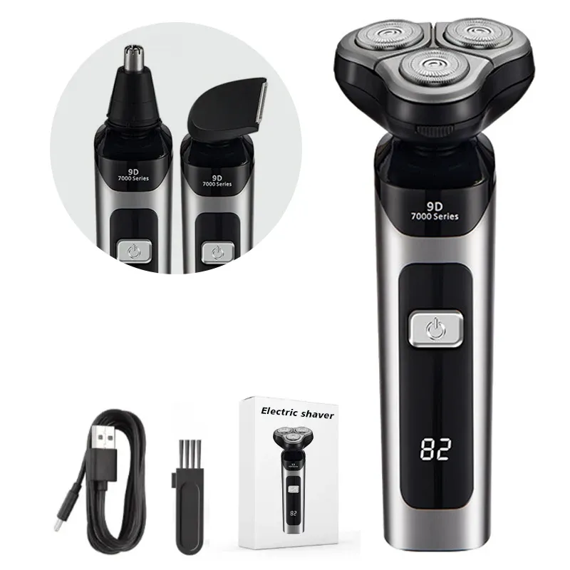 Clippers barbeador elétrico lavável lavável máquina de barbear de barbear elétrico de barbear elétrico para homens para homens timer uso duplo molhado de barba