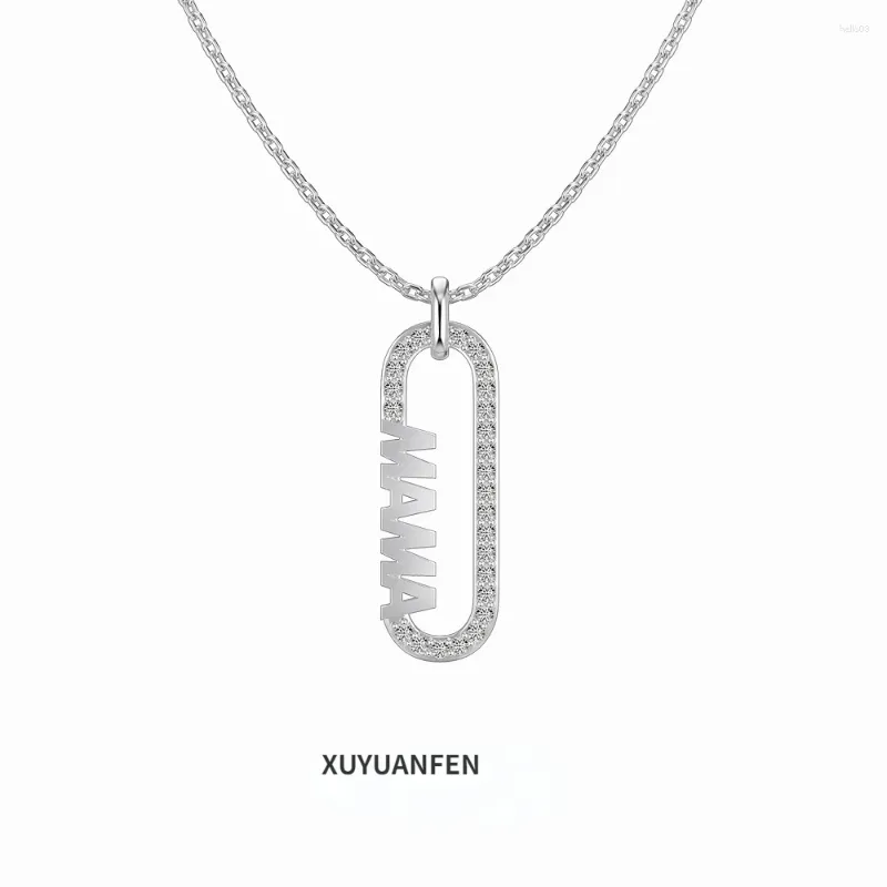 Kedjor Xuyuanfen japanska och koreanska ljus lyx S925 silverhalsband Kvinnors ihåliga omgivande zirkonmors dagstillbehör