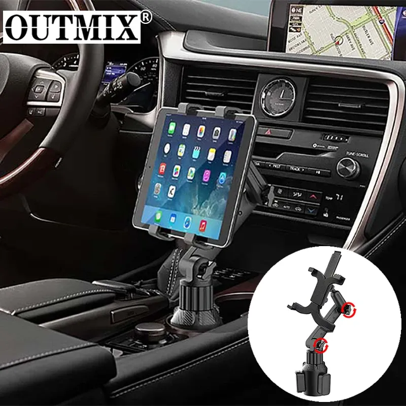 スタンドアウトミックス713インチカーカップホルダータブレットスタンドAutomobile Mount Cradle for iPad Pro 12.9 Air 2019 Mini 4 for Samsung Tab S7 Plus