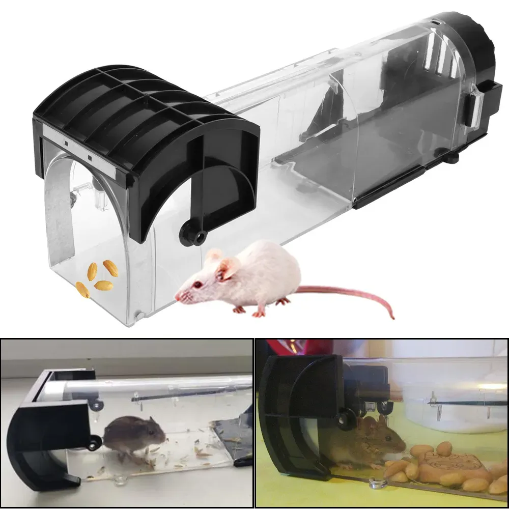 Control Safe Firm Humane Reusable Plastic Rodents Trap Household Mouse Catcher Smart Selflocking Mousetrap for Indoor Outdoor Garden