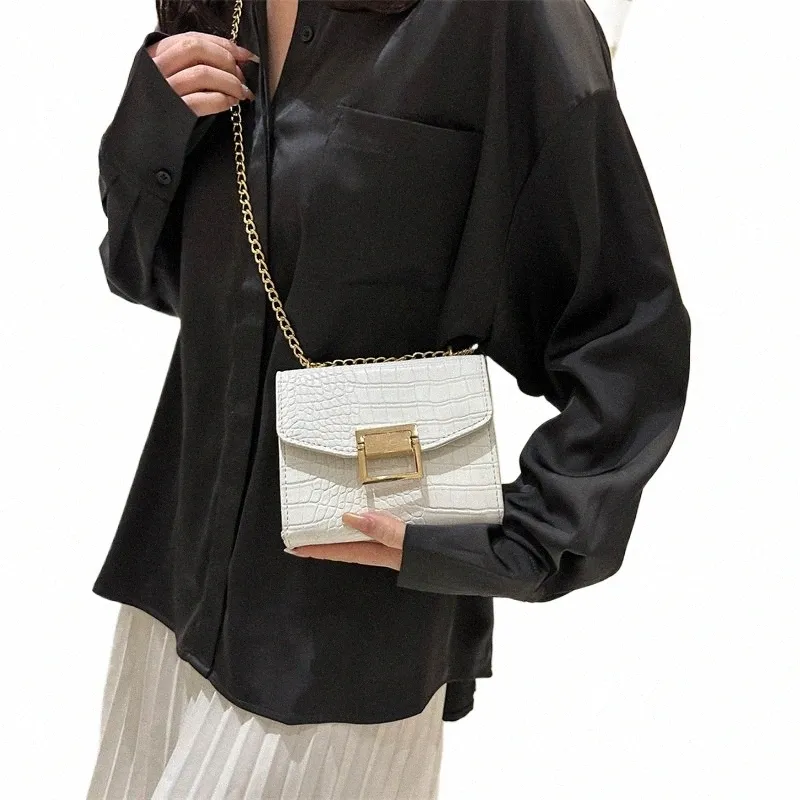 sacca di spalla da donna Pu Vintage Shop Borse Chain Bags Solid Colore Solid Simple Elegante Frizione Cruci Croversa Z9DB#