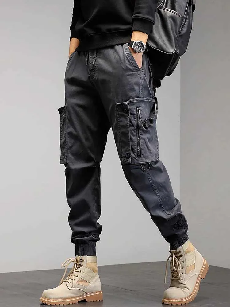 Men's Pants Outdoor overalls men mountaineering loose-fitting straight-leg big size bound shock pants Y240422VHL6