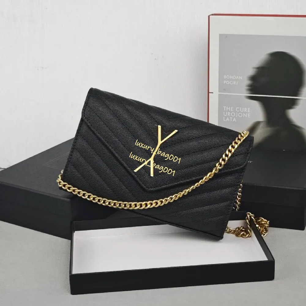 Designer Bag Envelope Bag With Box Luxury Shoulder Bag Women Wallet Classic Black Envelope Bag Crossbody Bag Mini Purses Designer Leather Bags Size