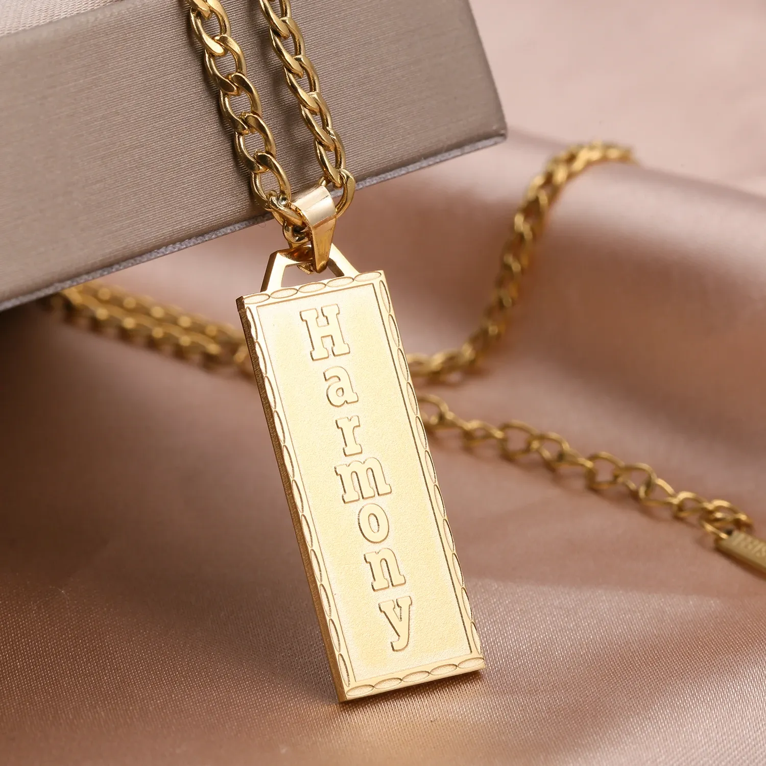 Kettingen gepersonaliseerde aangepaste naam ketting voor vrouwen diep gegraveerde bar hanger horizontale verticale roestvrijstalen sieraden cadeaus 2022