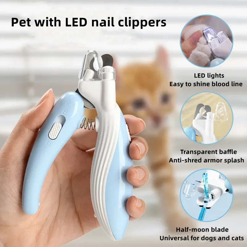 Grooming Pet Nail Clippers Dog Cat Nail Trimmer LaborSaving Nail Clipper Bekväma LED Electric Nail Grinder Dog Grooming Supplies