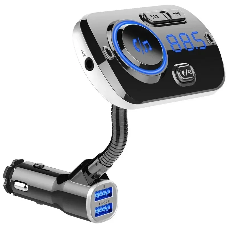 BC49AQ Nouvelle voiture Bluetooth MP3 Car FM Transmetteur QC3.0 Assistant vocal léger ambiant