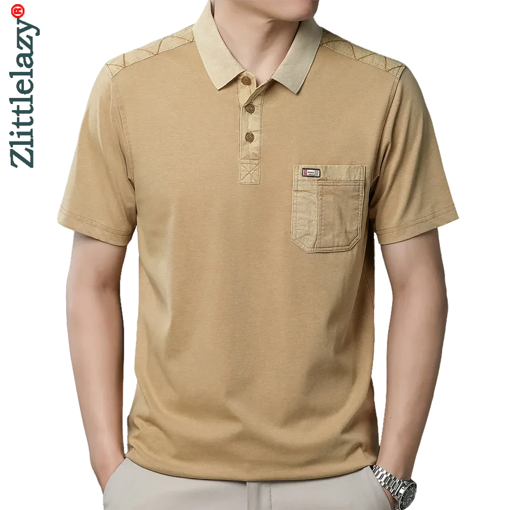 Gömlekler 2023 Yeni Marka Moda Pamuklu Büyük Cep Erkek Giysileri Polo Gömlek Erkekler İçin Gömlek Kısa Kollu Üstler Tee Sesli Erkekler Giyim 428