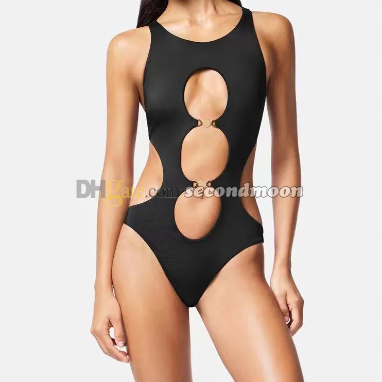 Menina de banho oca Mulheres de uma peça de praia Simerfing Swimsuit de traje sólido Solic Color Swimming