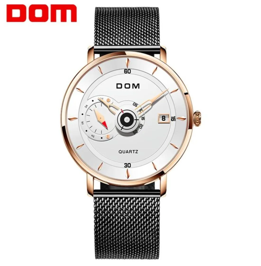 Dom New Sport Mens Ratina Top Brand Luxo Full Steel Quartz Clock impermeável Dial Big Dial Watch Men Auto Male Wristwatch M12992106684