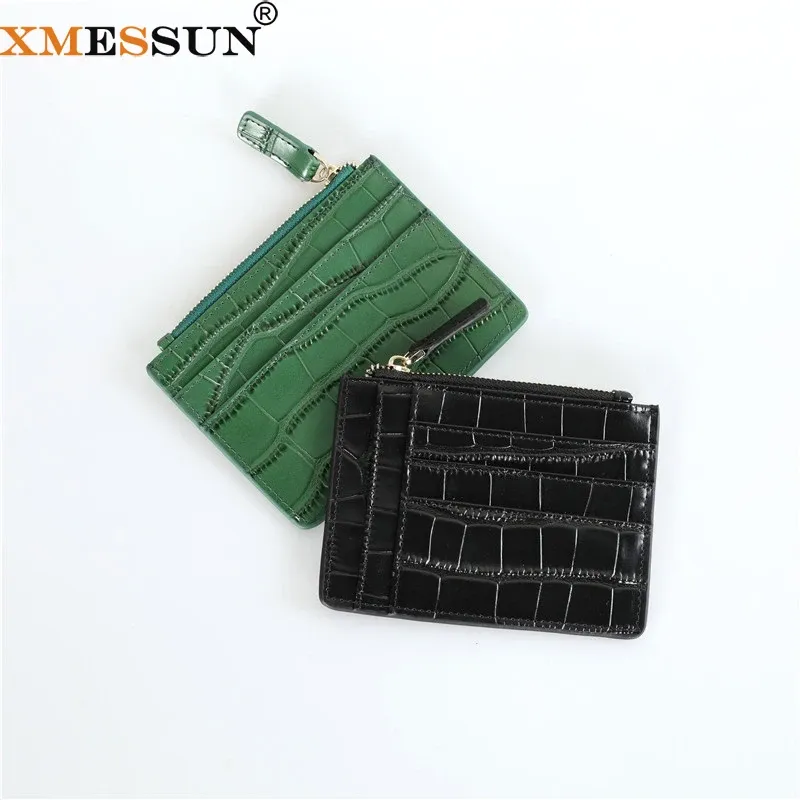 Holders XMESSUN 2023 New ID Card Holder 100% Genuine Leather Crocodile Card Pack Trend Luxury Handmade Alligator Skin Slim Wallet Custom