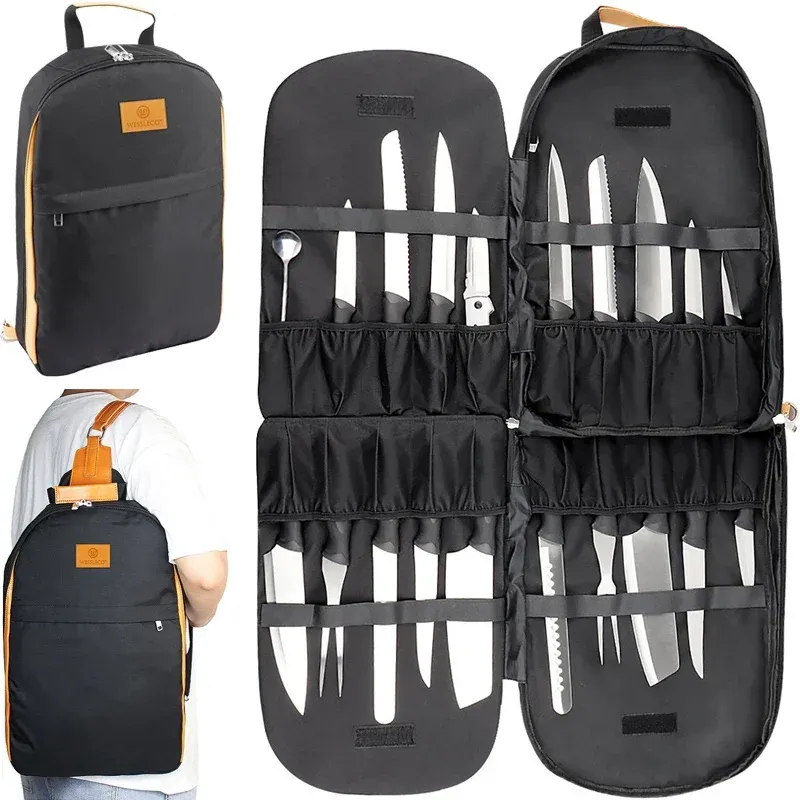 Tassen 21 slots draagbare chef -kok mes tas handheld backpack professionele outdoor keuken messen opberg draagtas picknick duurzame zak