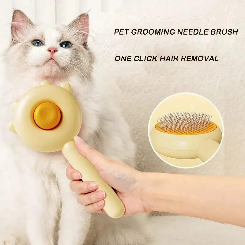 Pet Comb One-Key hårborttagning Rengöring Brush Magic Massage Grooming Needle Scratcher för Cat Dog Cleaning Care Supplies