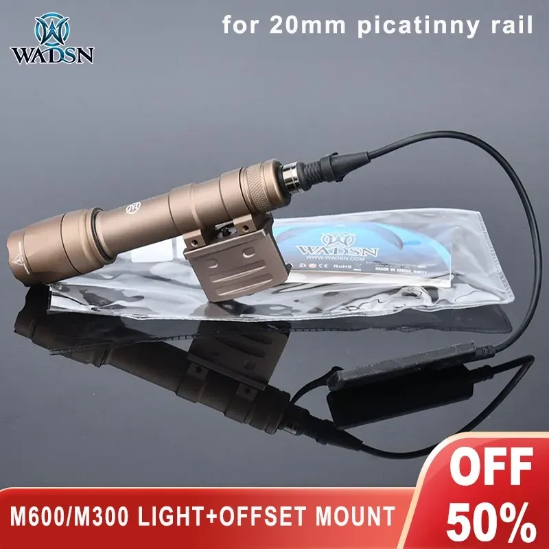 SCOPES WADSN M600C Taktisk ficklampa M300A Scout Light RM45 Offset Mount Airsoft Hunting Weapon Light Base för 20mm Picatinny Rail