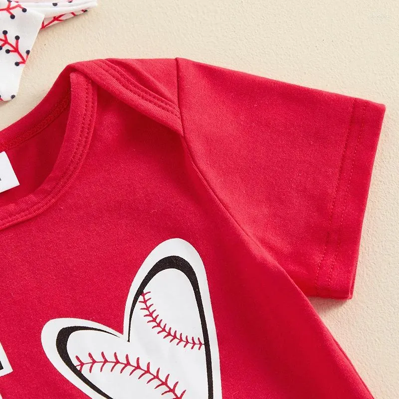 Ensembles de vêtements pour bébé fille Baseball tenue Love Love Short à manches à manches courtes Bell Botch Bott