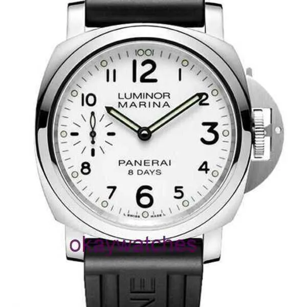 Pannerai Watch Luxury Designer Serisi Manuel Mekanik Erkekler İzle 44mm Su Geçirmez Gece Işığı Geri Şeffaf Pam00563