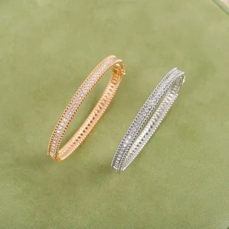 Strands Classic Zircon Edge Bead Full Diamond Armband Ladies Fashion Light Luxury Silver Jewelry Banket Gift