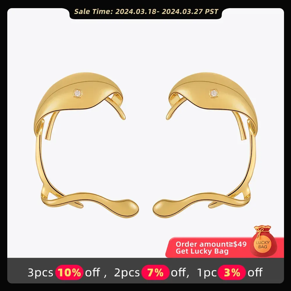 Orecchini Enfashion Clip irregolare sugli orecchini per donne Gioielli Fashion Party Gold Color Orer Cuff 2022 Zirconi Pendientes Mujer E221386