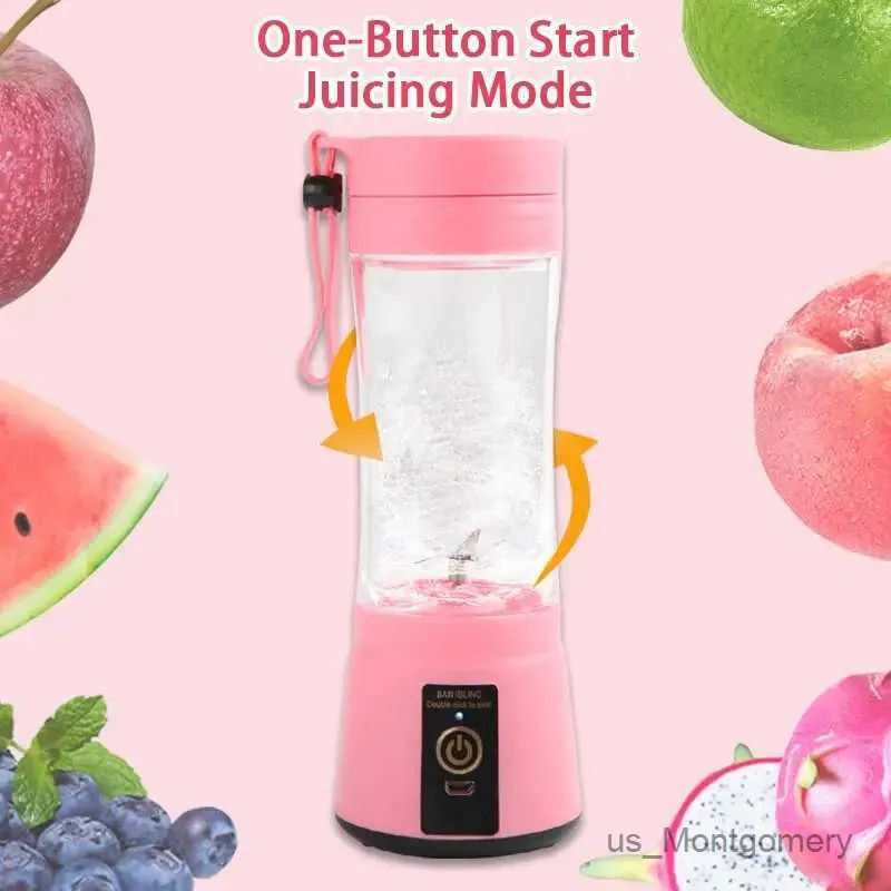 العصير الجديد مزيج من عصير الفاكهة المحمولة الصيف الزجاجة الكهربائية الصغيرة الزجاجة منزل USB Mini 6 شفرات آلة كأس العصير للمطبخ