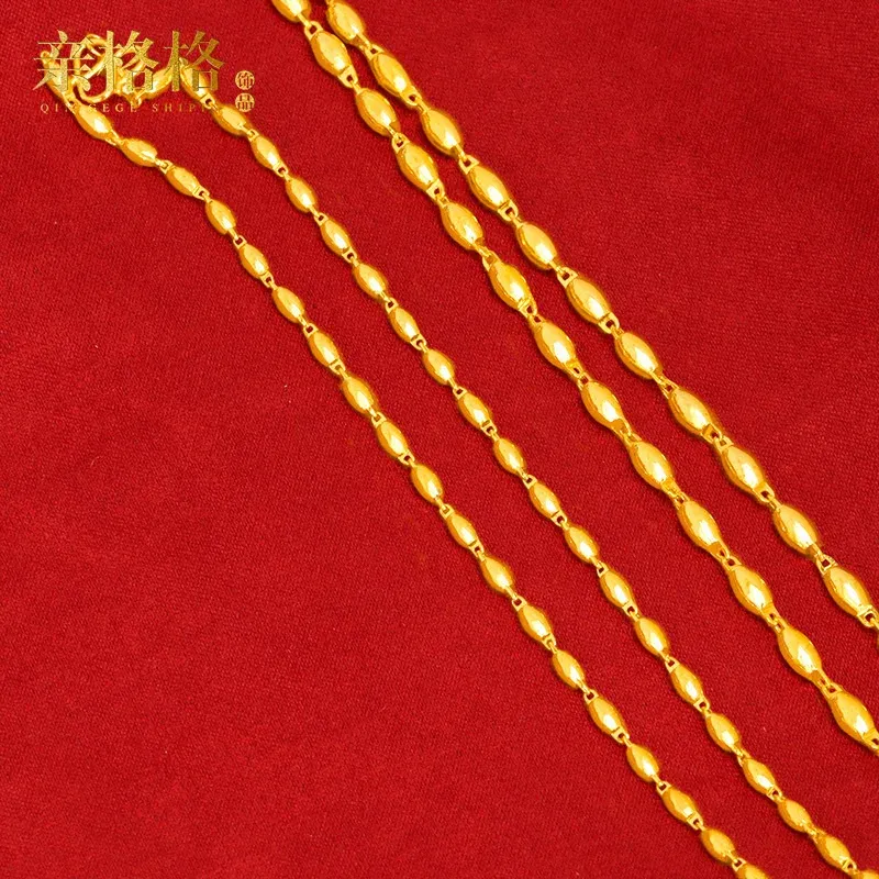 Collane pura 18k 999 a forma di grano Clavicle Chain Collana fortunata per le donne uomini classici Regali di Natale Gioielli catene
