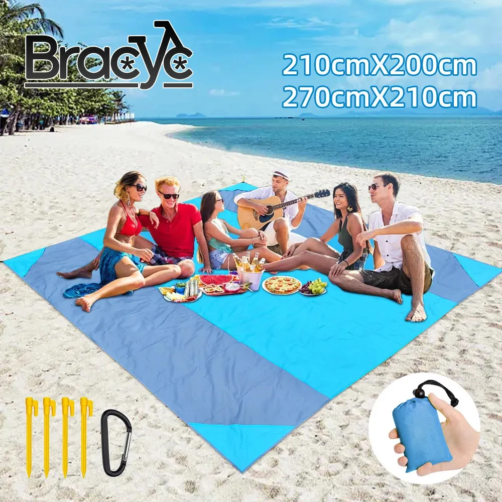Waterproof Beach Mat Large Outdoor Camping Mat Blanket Folding Sand Free Pocket Mattress Portable Lightweight Picnic Mat 240416