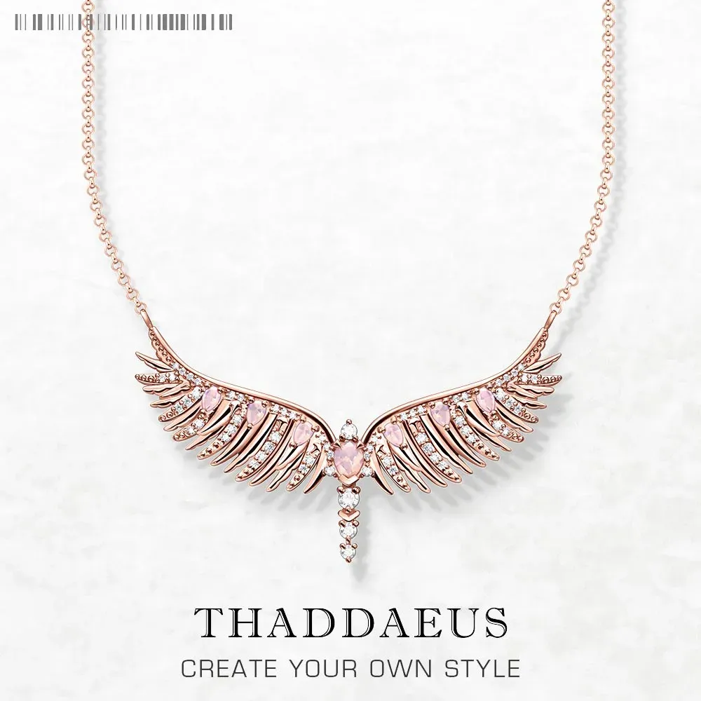 Colliers Bijoux Set Collier et Braelet Rose Gold Phoenix Wing Fine Bijoux 925 Gift tendance en argent sterling pour les femmes