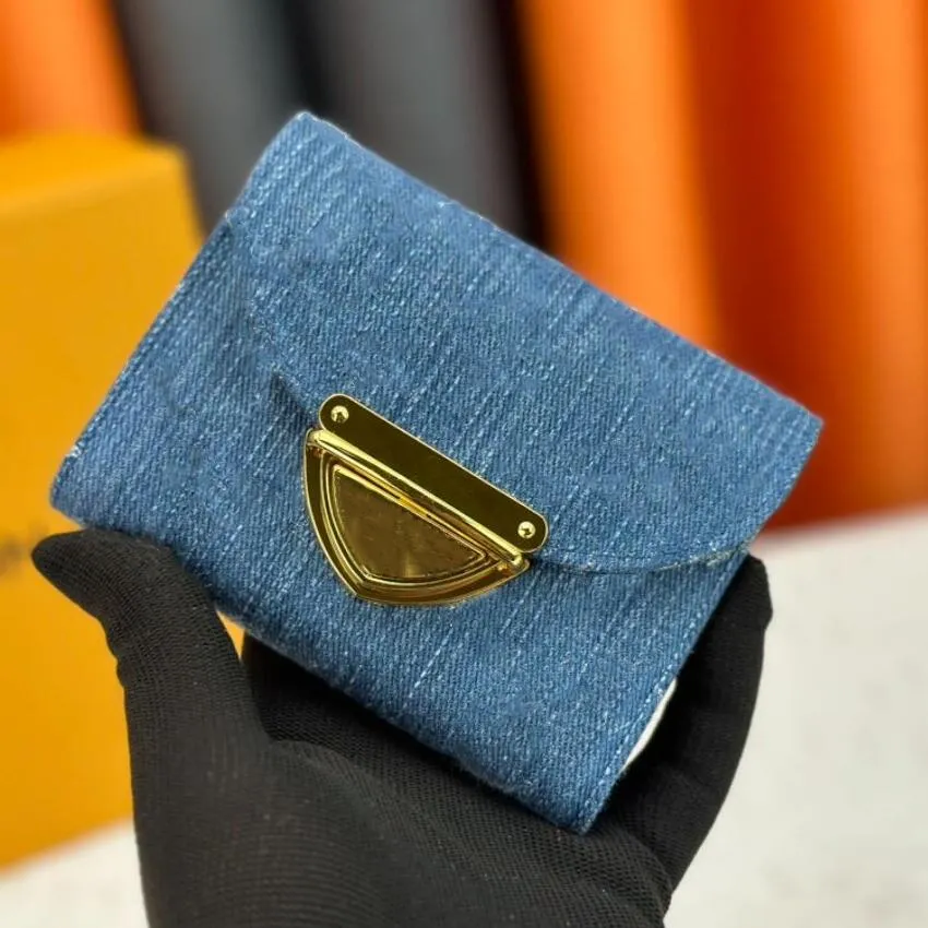 Luxury Blue Denim Designer Wallet Stylish Card Holder for Women
