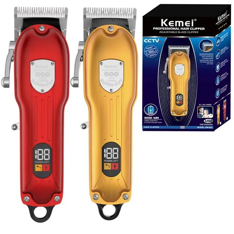 Clippers Original Kemei Adjustable Powerful Hair Clipper Professional Hair Trimmer For Men Haircut Machine Lithium Ion Rechargeable