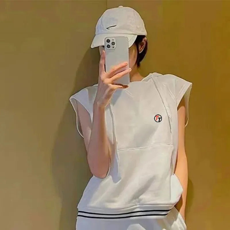 Kvinnors golfklänning set Summer Hooded Ladies T -shirt kjol bär ärmlös väst väst 3xl 240417