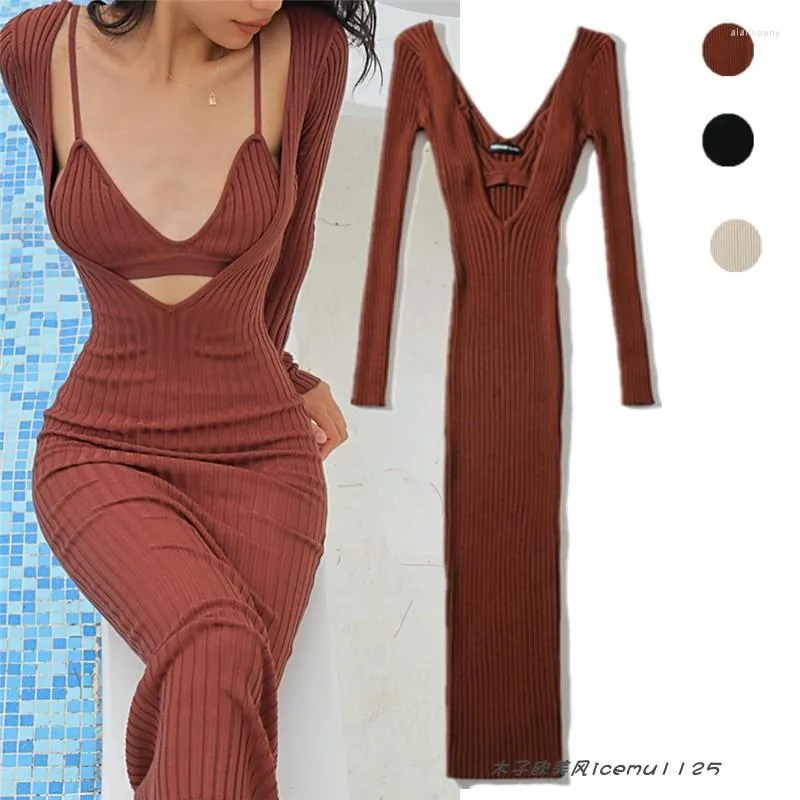 cable knit backless dress Women's Twist Knitted Long Sleeve Backless Mini Dress – Habby Business main image 0