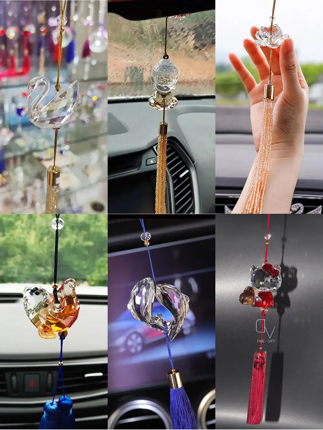 Charms multi-styles portes de voiture en cristal autrichien arbre de Noël décoratif sculpté ornements souhaits de bénédiction cadeau kt suspendu