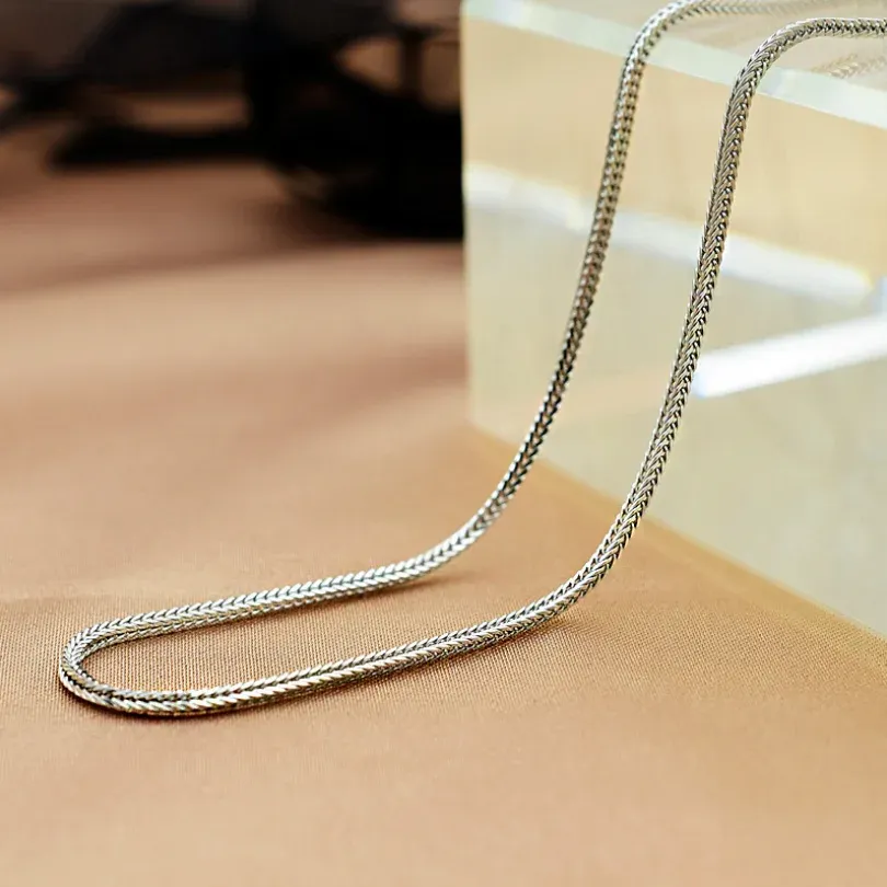 Halsband Unibabe Real Silver Chopin Chain Halsband för kvinnlig man Thai S925 Sterling Silver Fox Tail Necklace Personliga smycken