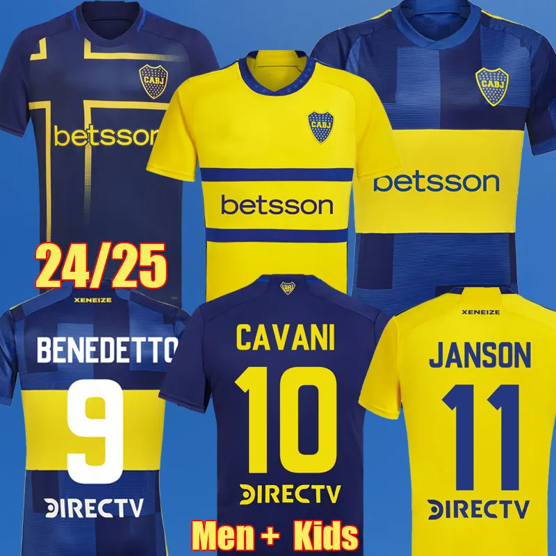 2024 CA Boca Juniors Cavani Futbol Formaları Carlitos 2025 Retro Maradona Janson 24 25 Club Atletico Conmebol Libertadores Futbol Gömlek Erkekler Set Sarı Sarı