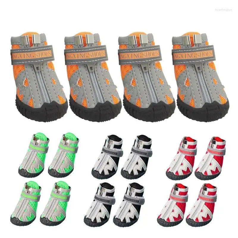 Hundekleidung 4pcs Bootsschutz 5 Größen mit robuster Gummi-Sohle atmungsaktiven Anti-Rutsch für den Sommer