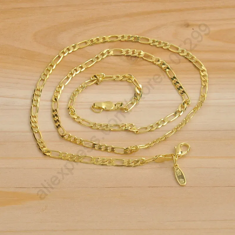 Necklaces Fast Ship 5pcs 18 Inch Yellow Gold Figaro Necklaces Chain For Pendant Necklace With Lobster Claps