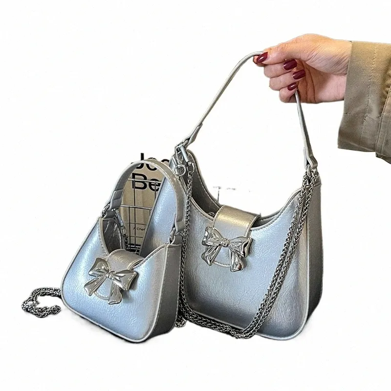 leftside PU Leather Small Sier Handbag Shoulder Bag for Women Lady 2024 New Korean Fi Bow Design Crossbody Bag e3Ou#