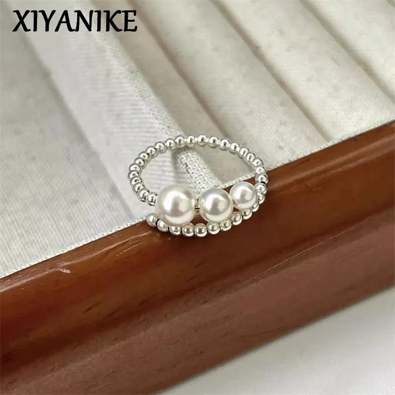 Cluster Rings XIYANIKE Summer Vintage Pearl Cuff Finger For Women Girl Sweet Fashion Jewelry Lady Gift Party Wedding Anillos Mujer