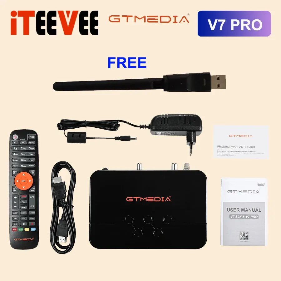 Empfänger 1PC GTMedia V7 Pro Combo DVBT2/S2 Satellite Receiver (USB WiFi) Susport H.265 Powervu Biss Key CCAM Newam YouTube 1080p Full HD