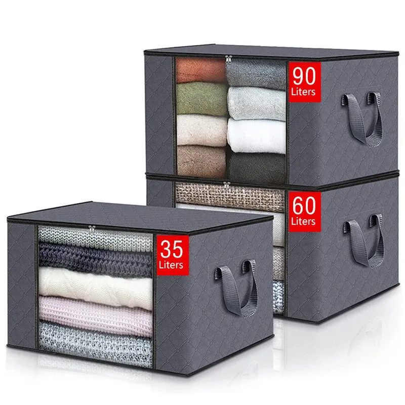 Sacs Nouveau tissu tissu épaissis de tissu non tissé portable Panet de stockage pliable à ménage renforcé de grande capacité Rangement de courtepointe