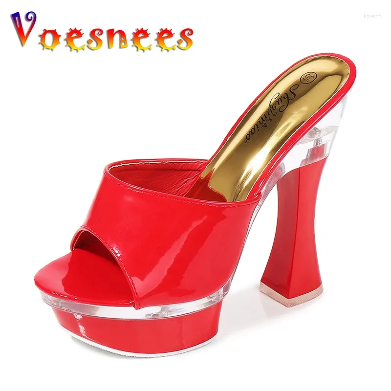 Slippers Voesnees Shoes Women Sexy Super High Heel 14 CM Waterproof Table Wedding Banquet Nightclub Female