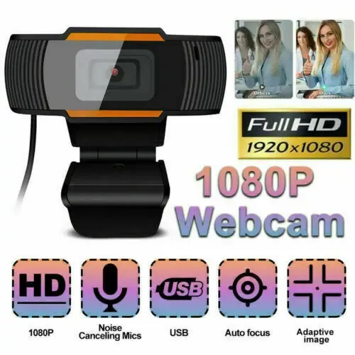 Webcam HD Lens 1080p avec microphone Auto focalisant la caméra Web pour ordinateur portable PC.