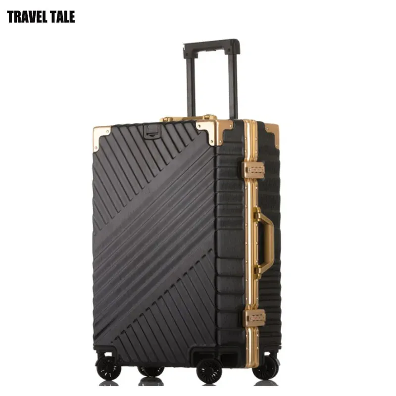 BAGGIO TRAVERE CHIARE 20 "24" 26 "29" in alluminio telaio in alluminio per tubi bagagli duri Black Case Valuta da viaggio rosa con ruota