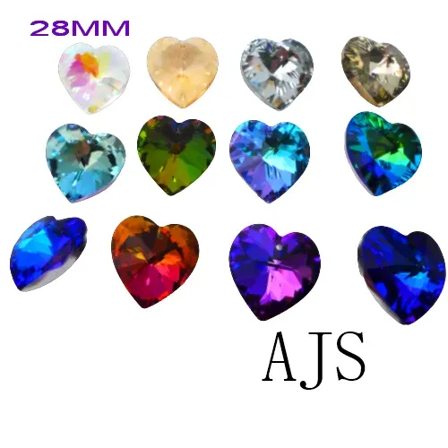 Colliers 12/18 pièces 28 mm Love Heart 6228 Pendants en cristal autrichien AB Vitrail Bermuda Boucles d'oreilles Boucles d'oreilles suspendues