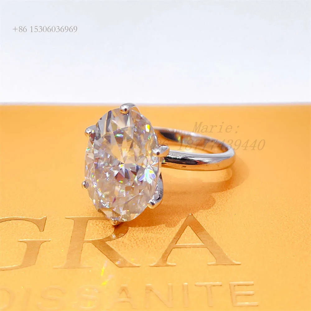 Brilliant Sier Oval Oval a forma di moissanite Anello di fidanzamento Gold Big Diamond Fedi nuziali