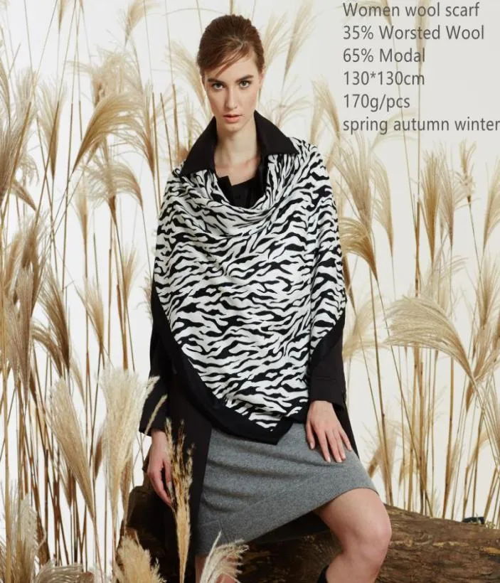 Sciarpe naizaiga nero a strisce zebra a strisce di lana miscela modellata inverno shawl shawl femminile jy12231737777