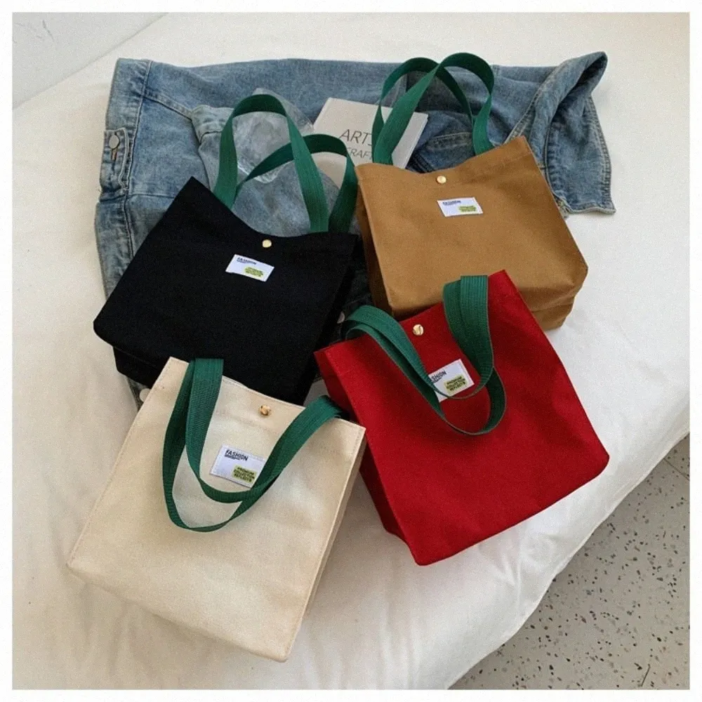Prosta torba na płótnie Nowa fizjowa tkanina ekologiczne torby sklepowe koreańskie versi casual mini -hepper torb r3kg#