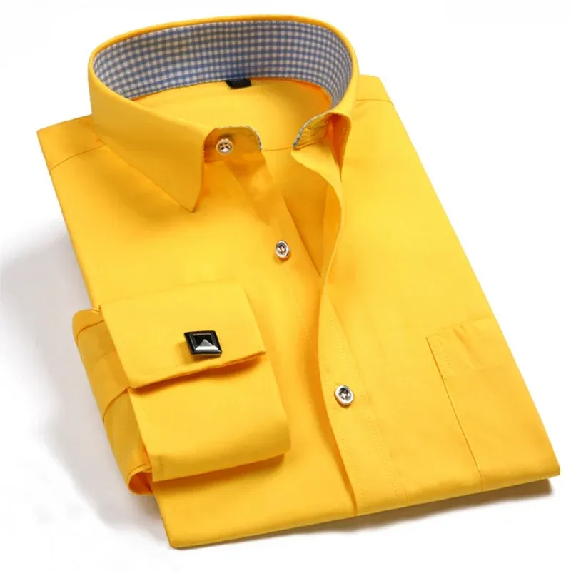 Camicie da maschere da uomo fluriere da uomo vestito camicie a maniche lunghe blu giallo blu affari sociali abiti regolari camicia da festa per uomo