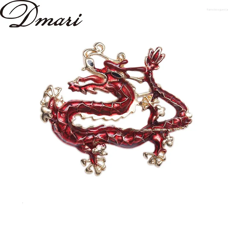 Broches dmari femmes broche chinois vintage dragon badge en émail épingle de luxe accessoires de bijoux pour les cadeaux de l'année de vêtements