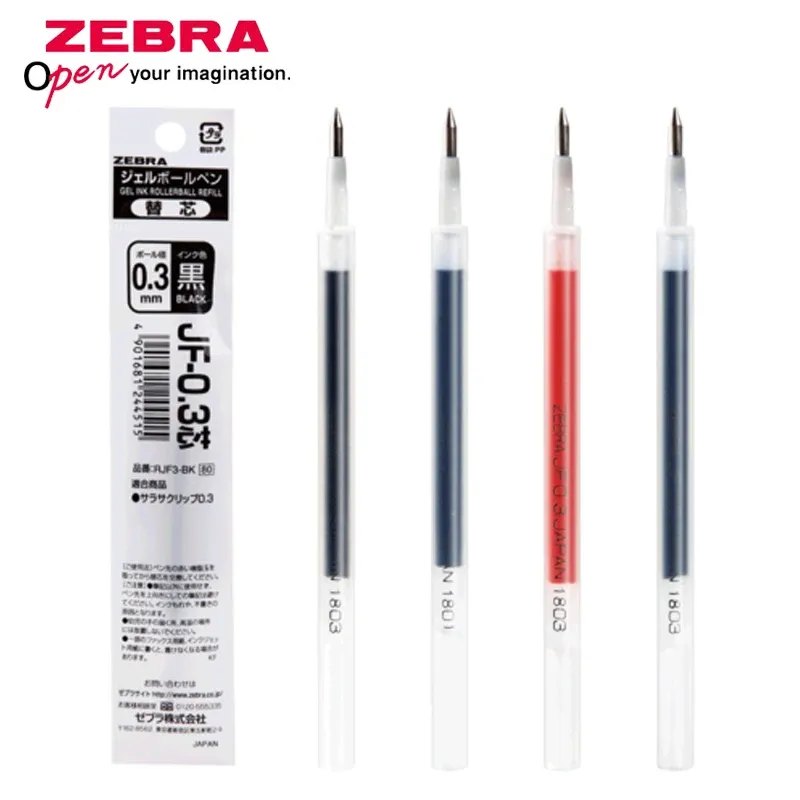 Pennor 10st Japan Zebra JF0.5 Tryck på Gel Pen Refilling Students testpåfyllning 0,5 mm klassisk påfyllning för JJ15, JJZ49, JJ31, JJ55